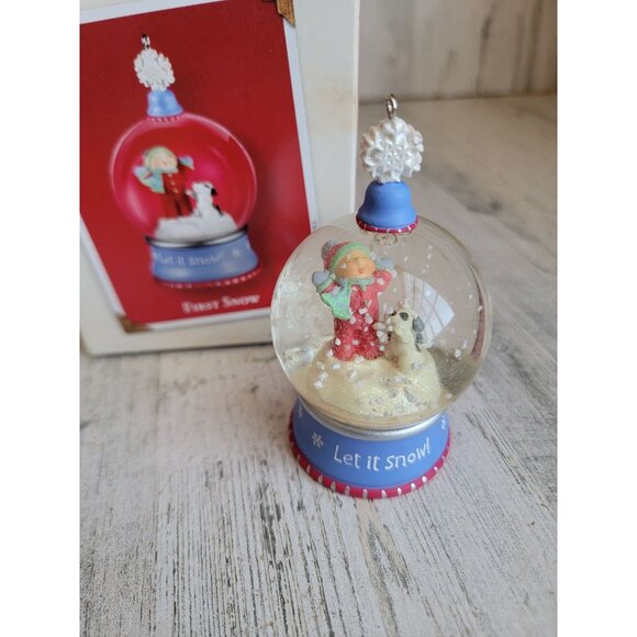 Hallmark first snow snow globe dog kid ornament Xmas - Picture 1 of 7